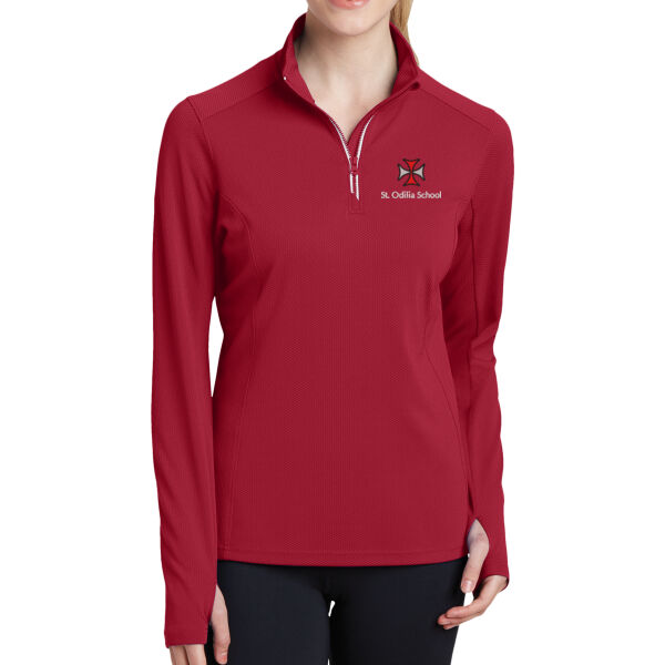 Sport Tek - Ladies Sport Wick Textured 1/4 Zip Pullover - Embroidered Logo Thumbnail