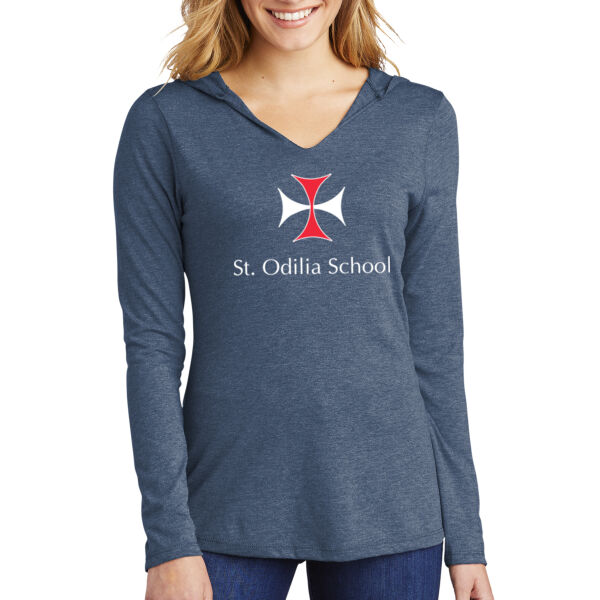 District - Ladies Perfect Tri ® Long Sleeve Hooded T-Shirt - Printed Logo Thumbnail