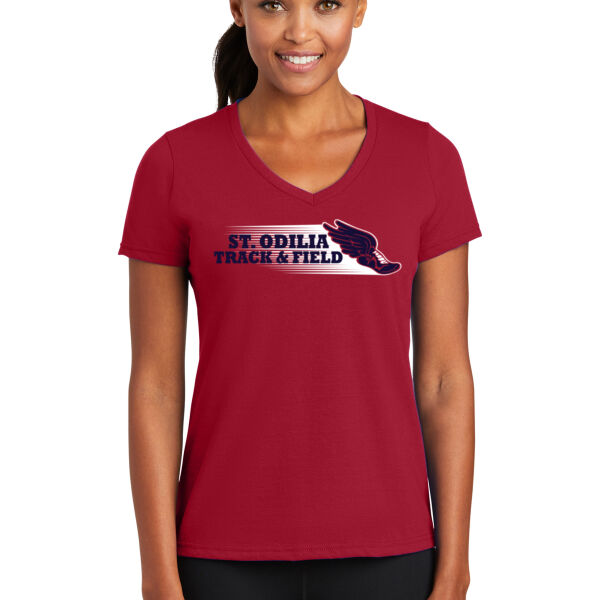 LADIES Port & Company Ladies Performance Blend V-Neck - Printed Logo Thumbnail