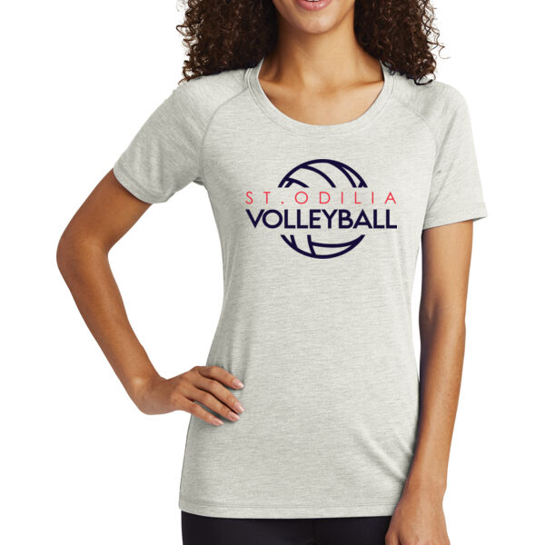 Ladies PosiCharge Tri-Blend Wicking Scoop Neck Raglan Tee - Printed Logo Thumbnail