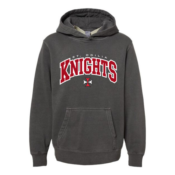 **CLOSEOUT ITEM** Youth Midweight Pigment-Dyed Hooded Sweatshirt - Applique Logo Thumbnail